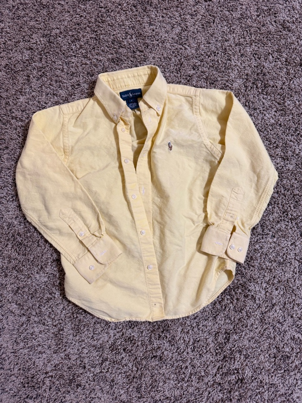 Ralph Lauren Pale Yellow Button-Down Oxford Shirt - Kids
